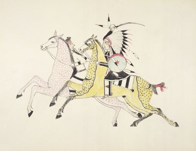 Sioux Warrior Armed with Sabre Attacking a Crow Indian by Kills Two
